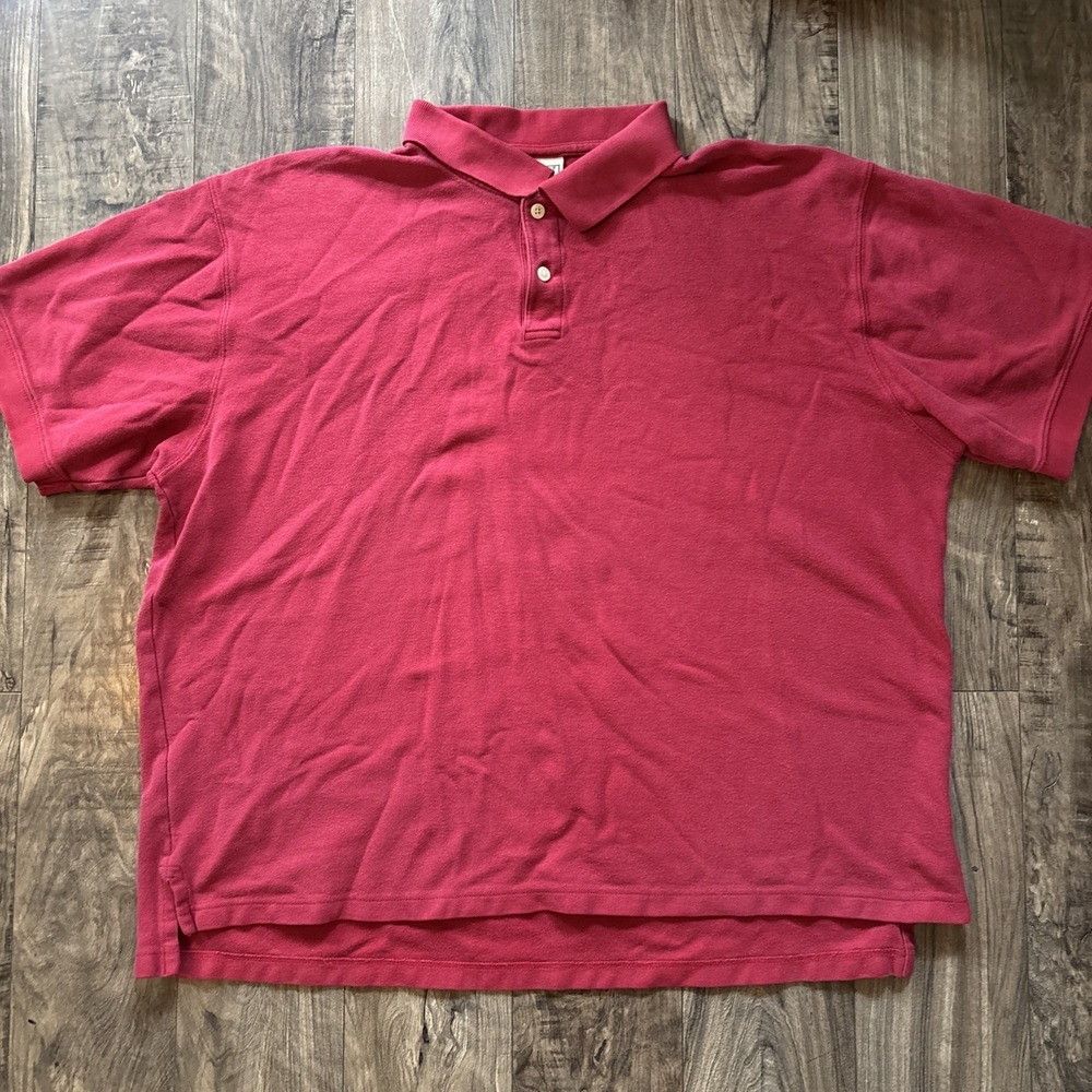 Vintage L.L. Bean Men's Polo XL Red Cotton Casual Short Sleeve Heavy Classic Fit